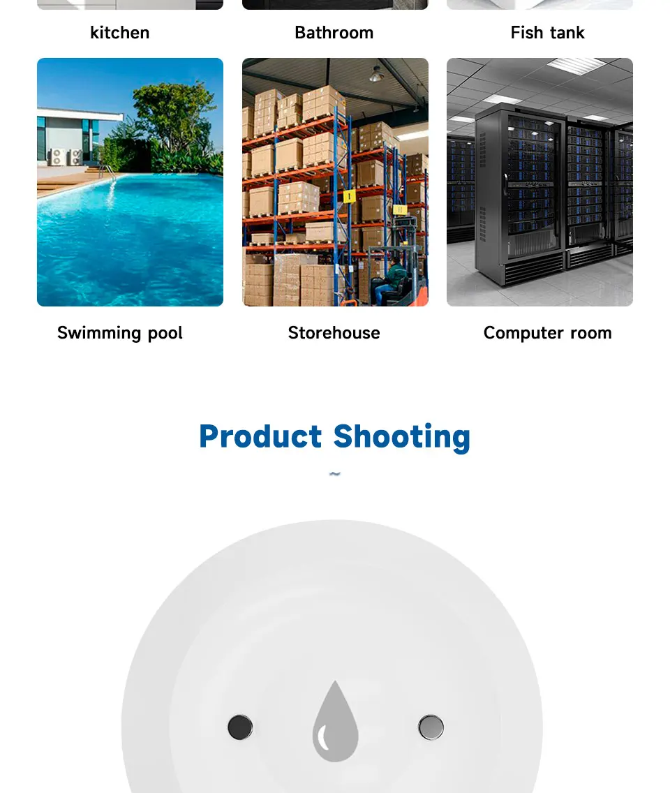 Tuya ZigBee Smart Water Leak Sensor Flood Leakage Sensor Alarm APP Remote Monitoring Flood Overflow for Kitchen Bathroom