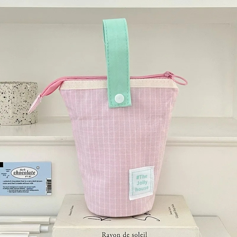 High-value pen holder pencil case Japanese ins boys and girls high school students large-capacity pencil case can stand statione