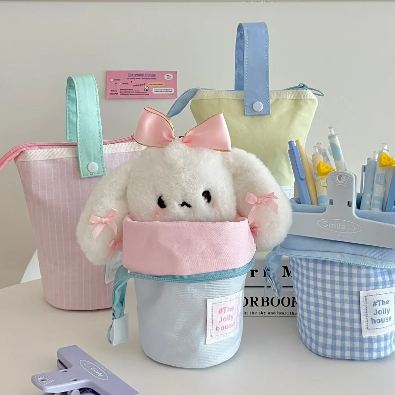 High-value pen holder pencil case Japanese ins boys and girls high school students large-capacity pencil case can stand statione