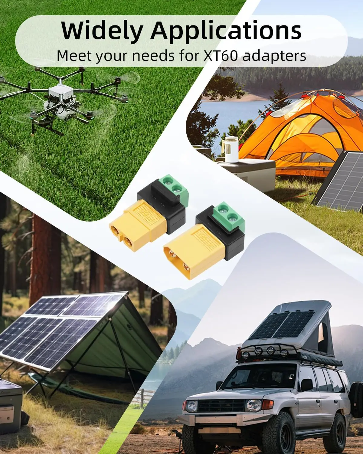 2-Pin Terminal Solderless to XT60 Male Female Adapter Charging Connector For UAV Balance Charger Solar Panel Model Devices