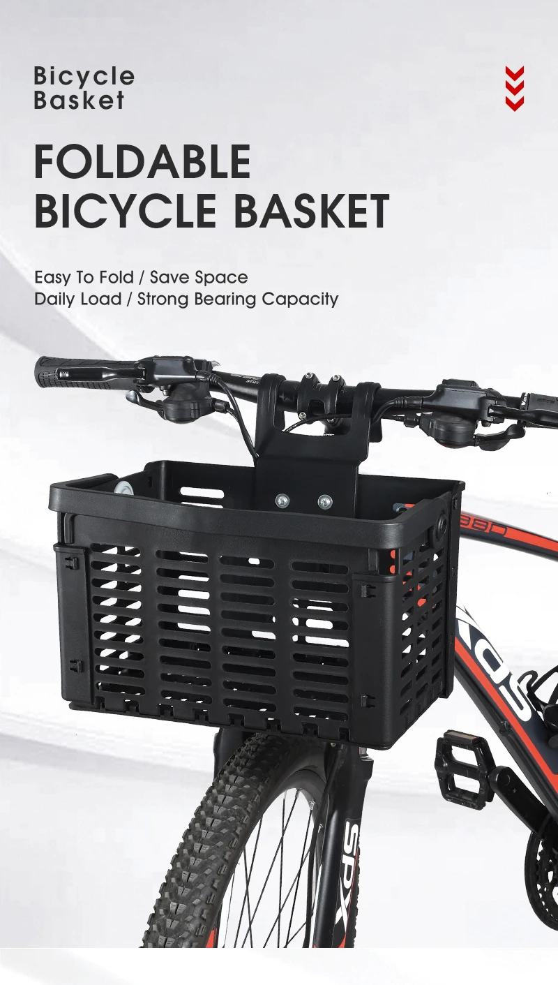 WEST BIKING Foldable Bicycle Basket Portable MTB Road Bike Handlebar Front Storage Rack Multifunctional Cycling Accessories