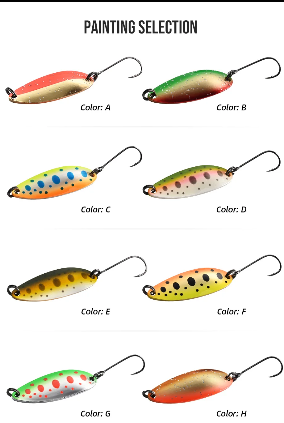 ALLBLUE Pure Spoon 3.5g Metal Bait Fishing Lure for Stream Area Trout Material Spinner Freshwater Fishing Tackle Gear
