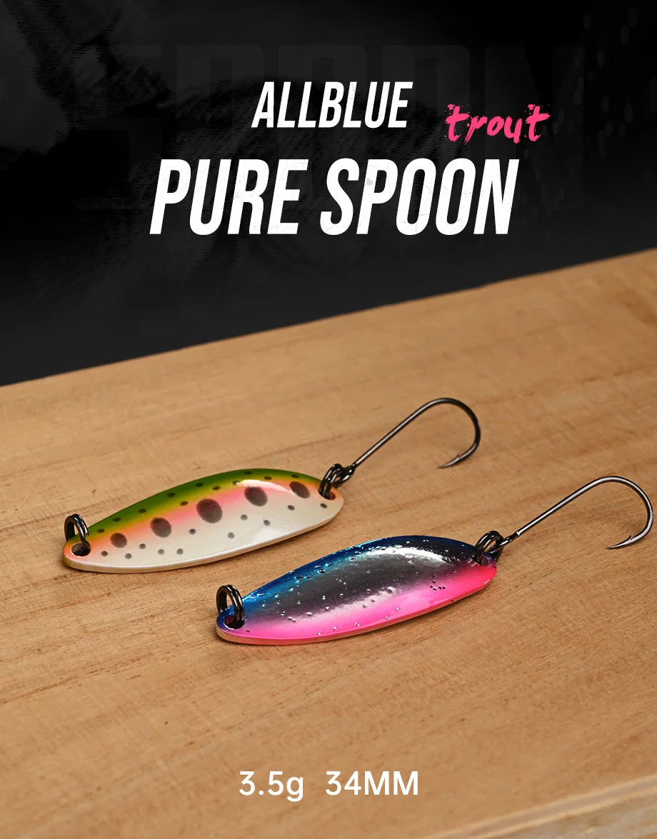 ALLBLUE Pure Spoon 3.5g Metal Bait Fishing Lure for Stream Area Trout Material Spinner Freshwater Fishing Tackle Gear
