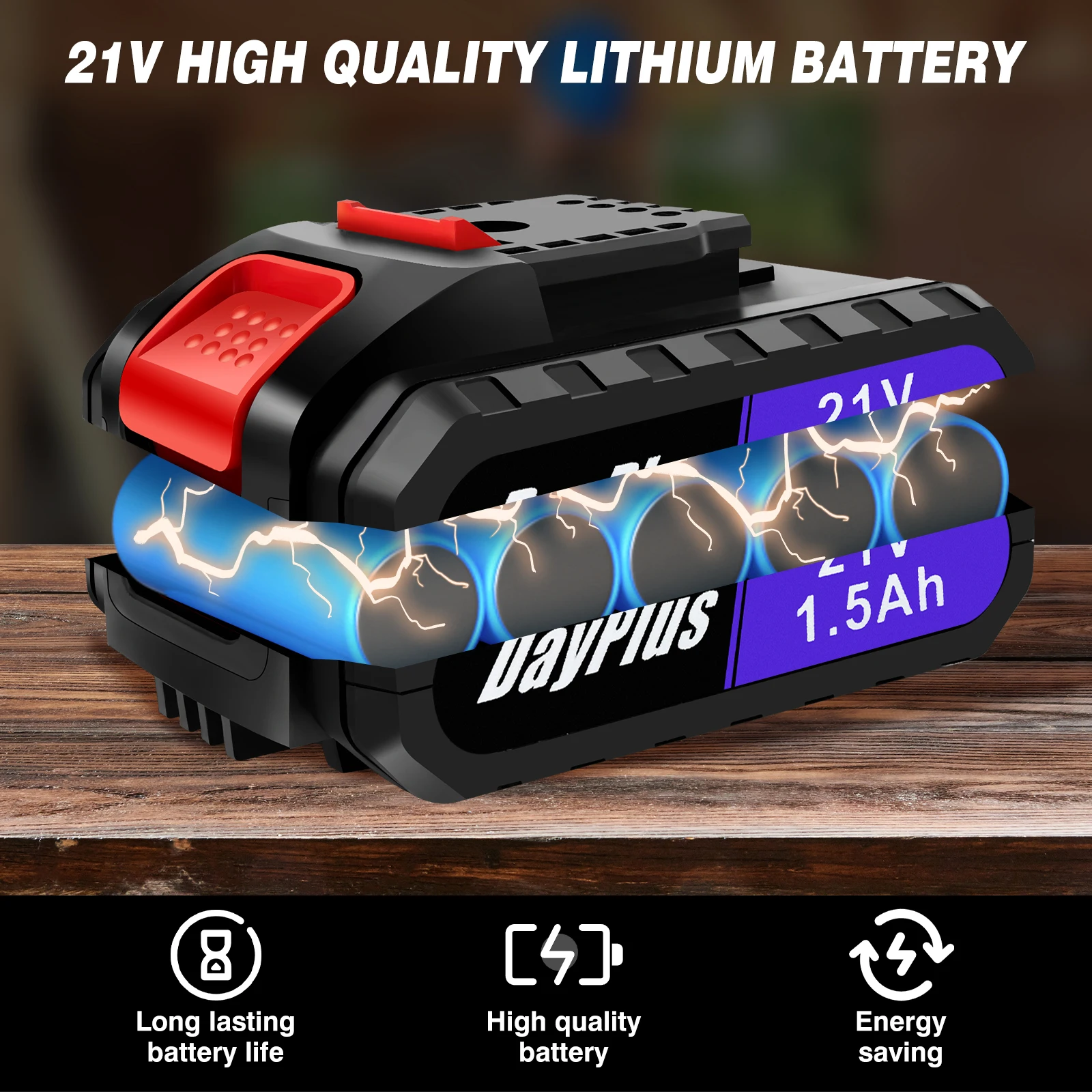 DayPlus Cordless Drill Set Electric Screwdriver Drill Set with 2-Variable Speed, 25+1 Torque,21V Li-ion Battery & Fast Charger
