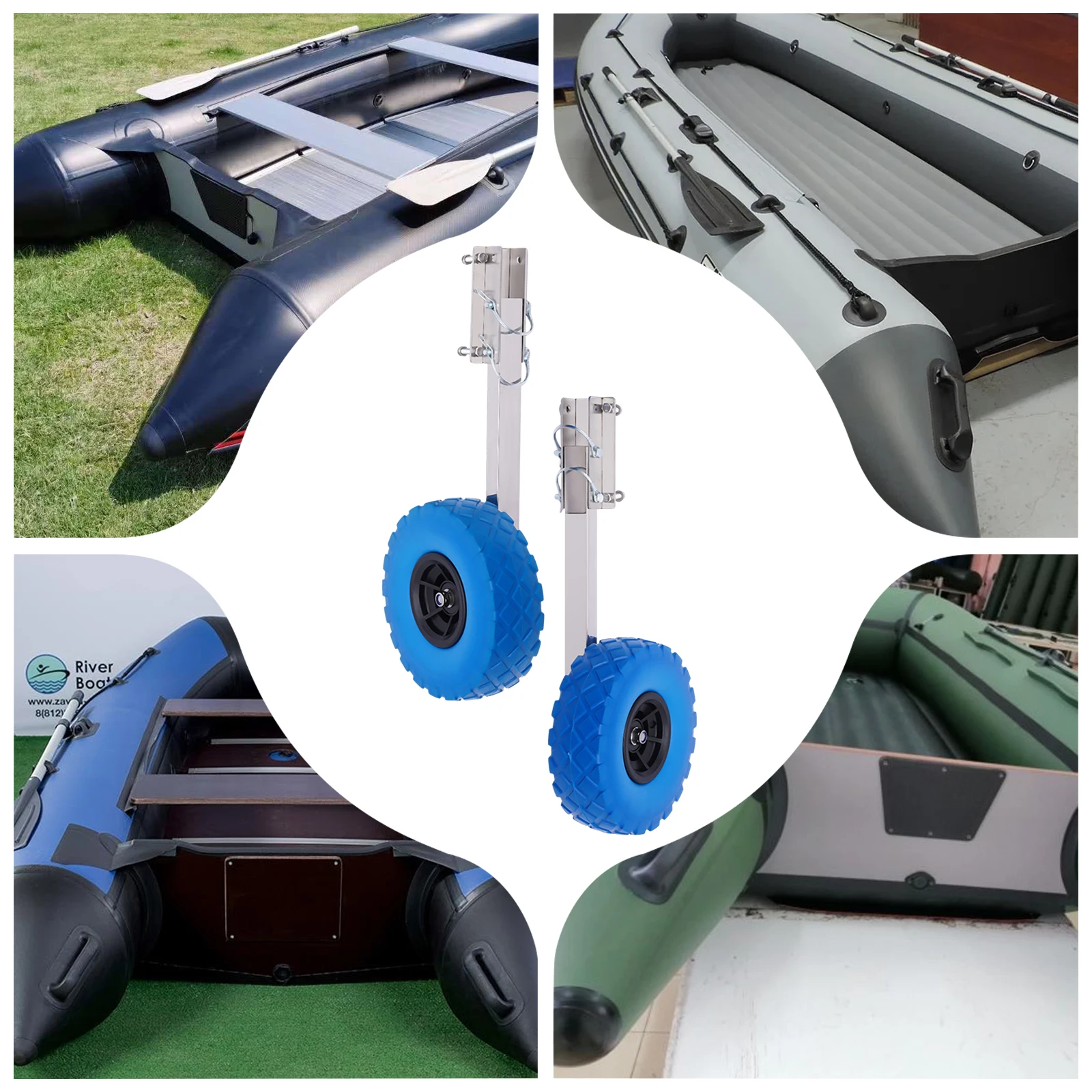 Inflatable Boat Trailer Wheel Set Dolly Boat Trailers Launching Wheels for Inflatable Boat Dinghy Yacht Tender Raft
