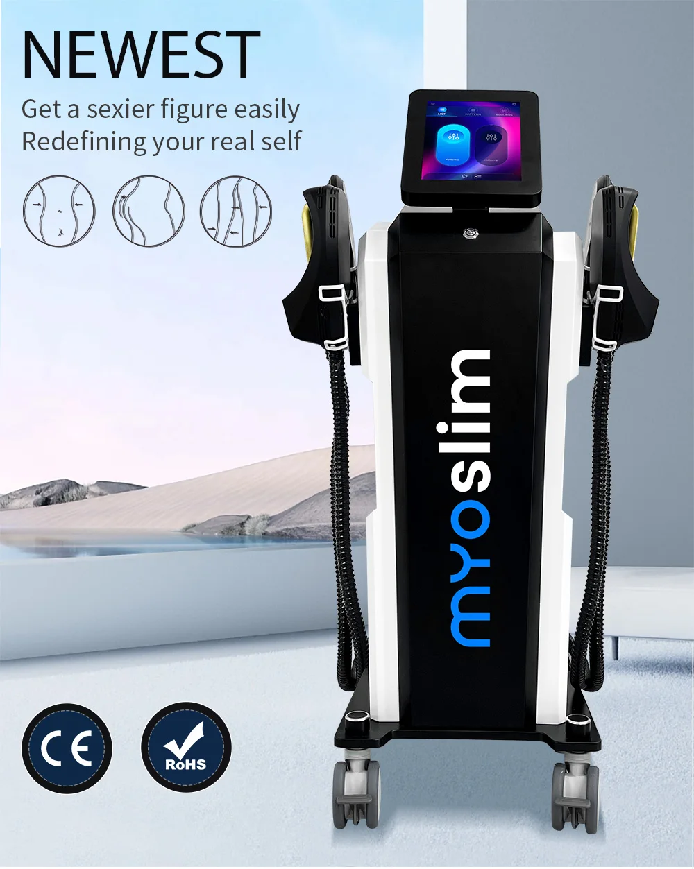 Myoslim 6500W RF Electromagnetic Body Slimming Muscle Stimulate Fat Removal Body Slimming Build Muscle EMS Body Sculpt Machine