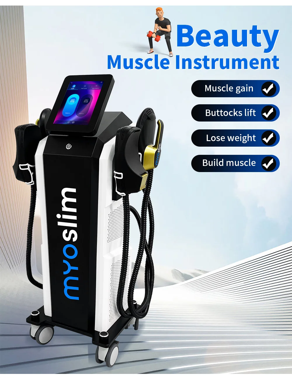 Myoslim 6500W RF Electromagnetic Body Slimming Muscle Stimulate Fat Removal Body Slimming Build Muscle EMS Body Sculpt Machine