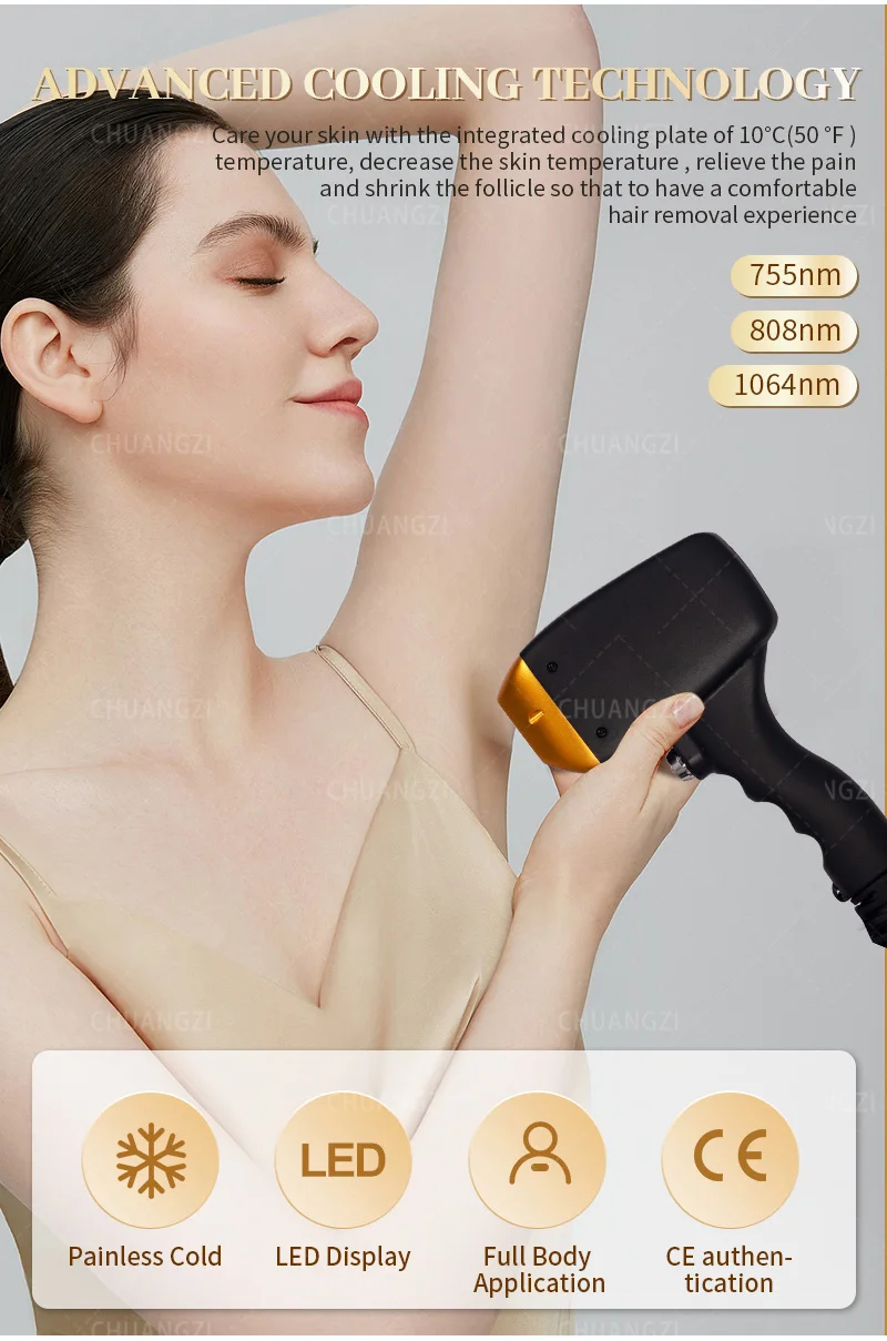 Professional 5000W Ice Titanium Body Hair Removal Machine 3 Wavelength 755/808/1064nm Face Hair Remove for Salon Epilator