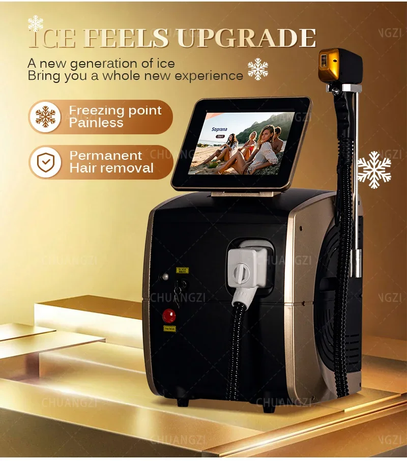 Professional 5000W Ice Titanium Body Hair Removal Machine 3 Wavelength 755/808/1064nm Face Hair Remove for Salon Epilator