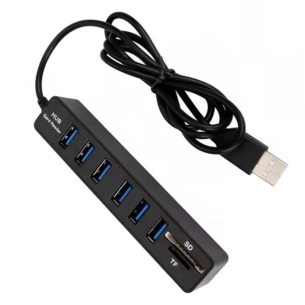 Hub Multi Splitter Port High Speed Transmission USB 6 Port Memory TF Docking Station Plug and Play for Mobile Hard Drive