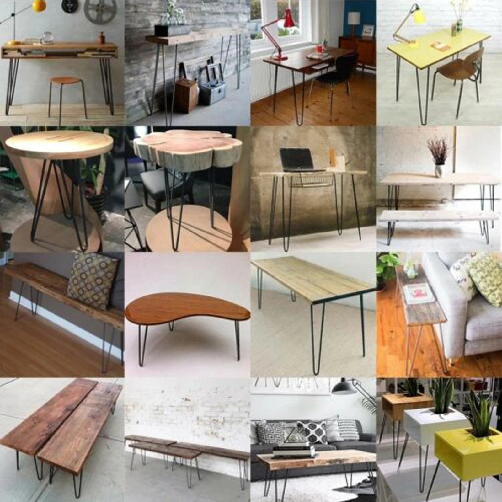 4pcs 4-34" Black Hardware Fitting Metal Thickening Steel Bar Feet V-shaped Furniture two/three Forked Iron Bedside Table Table