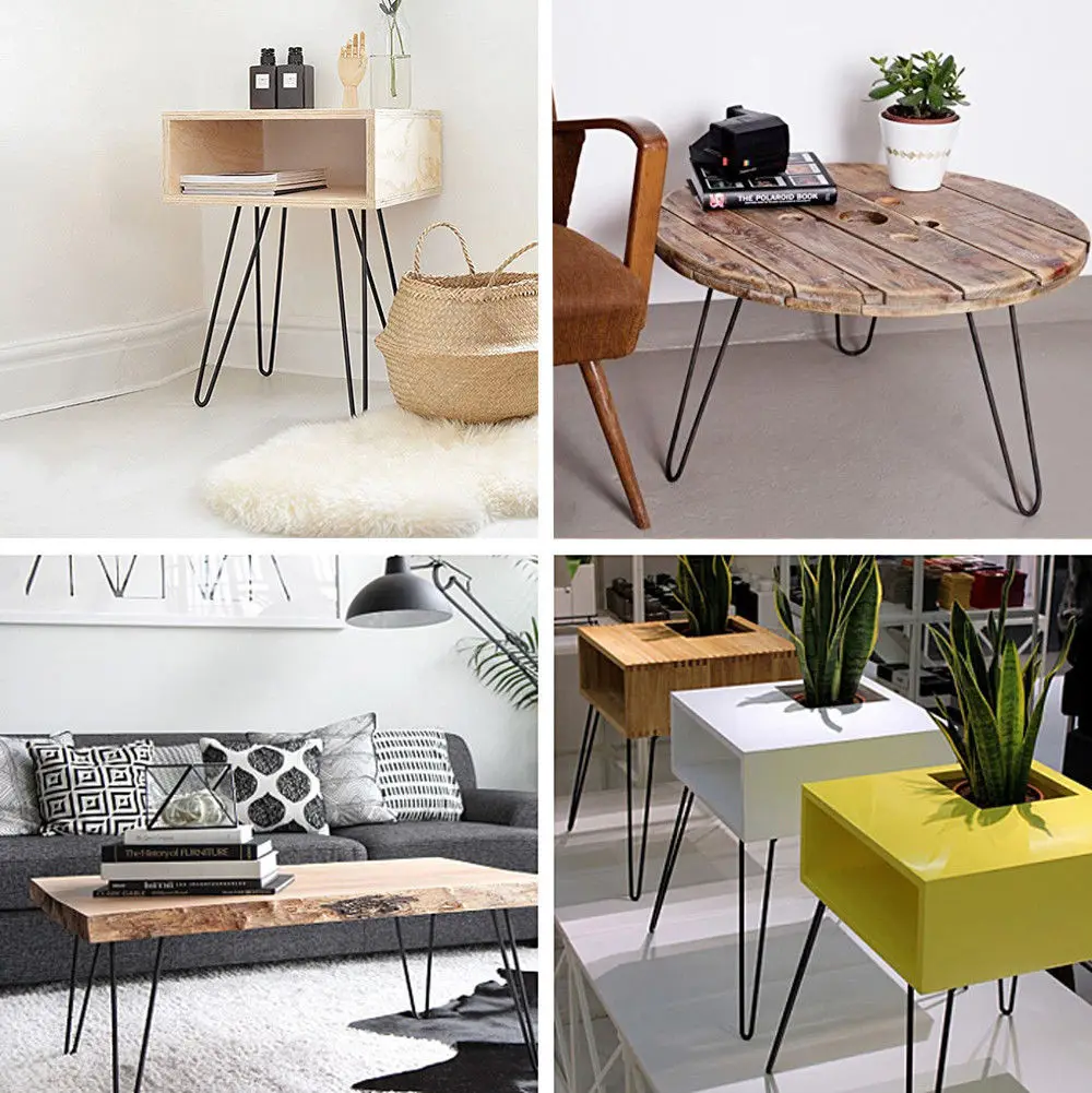 4pcs 4-34" Black Hardware Fitting Metal Thickening Steel Bar Feet V-shaped Furniture two/three Forked Iron Bedside Table Table