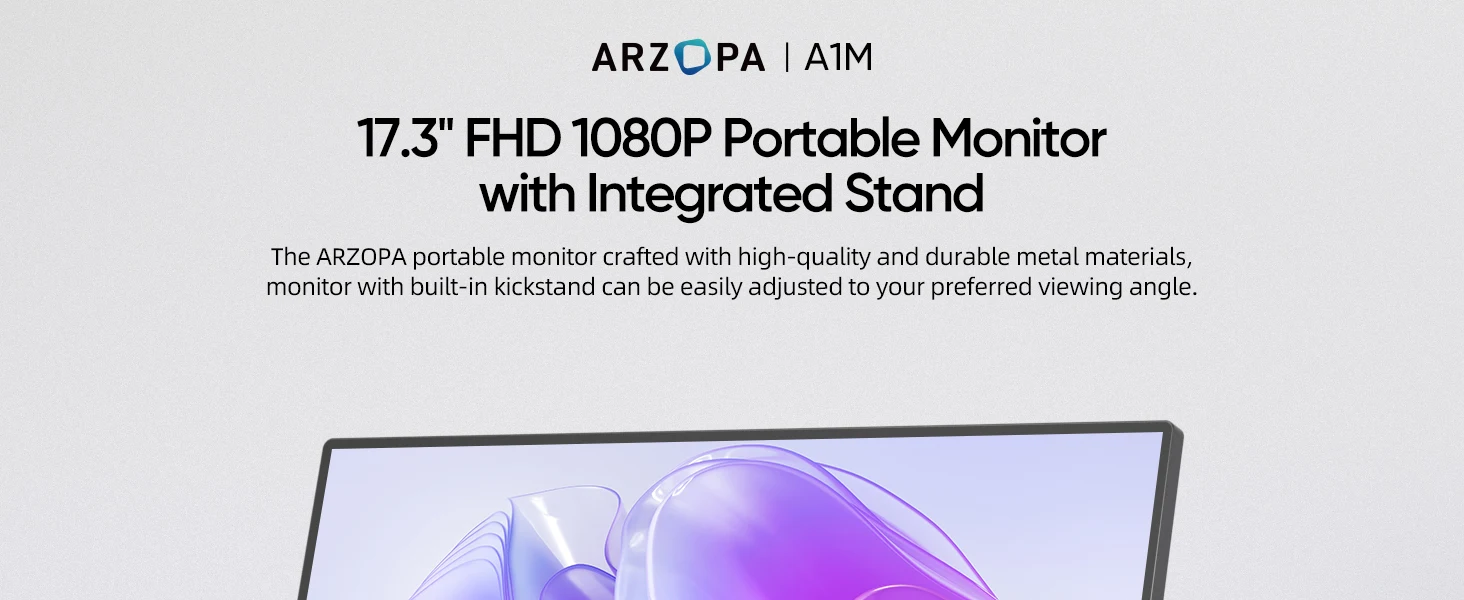 ARZOPA 17.3 FHD Portable Monitor 1080P External Display IPS Screen with USB C mini-HDMI Port for Laptop Mac PC Xbox PS Switch