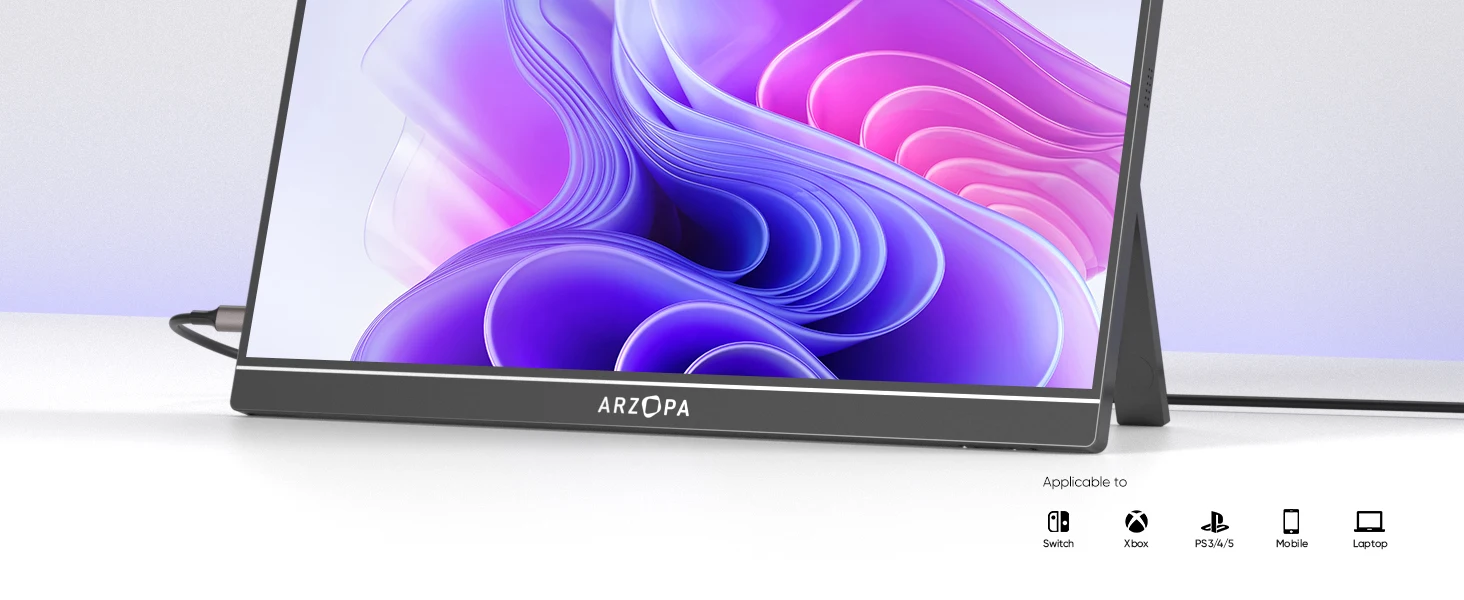 ARZOPA 17.3 FHD Portable Monitor 1080P External Display IPS Screen with USB C mini-HDMI Port for Laptop Mac PC Xbox PS Switch