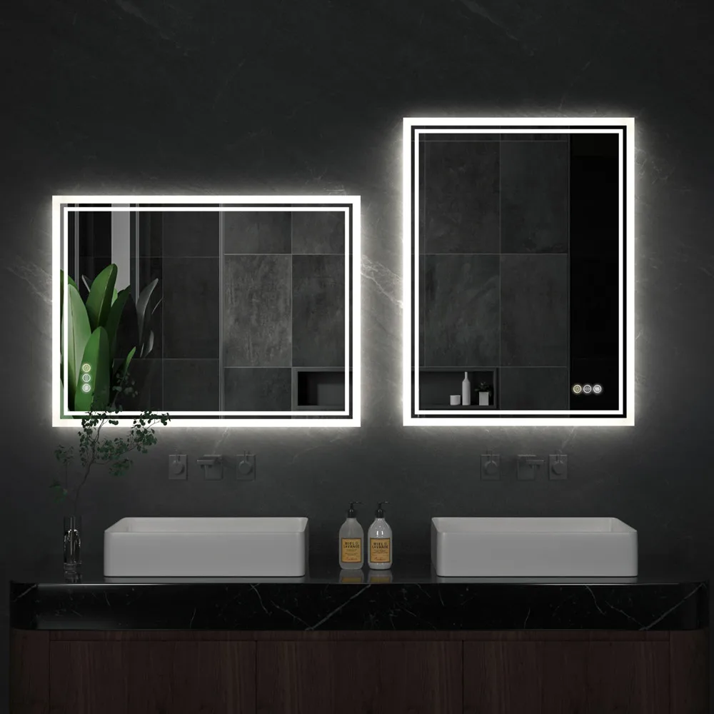 LUVODI LED Bathroom Mirror, Frameless Backlit Vanity Mirror, Dimmable 3-Color Light, Anti-Fog, Touch Sensor