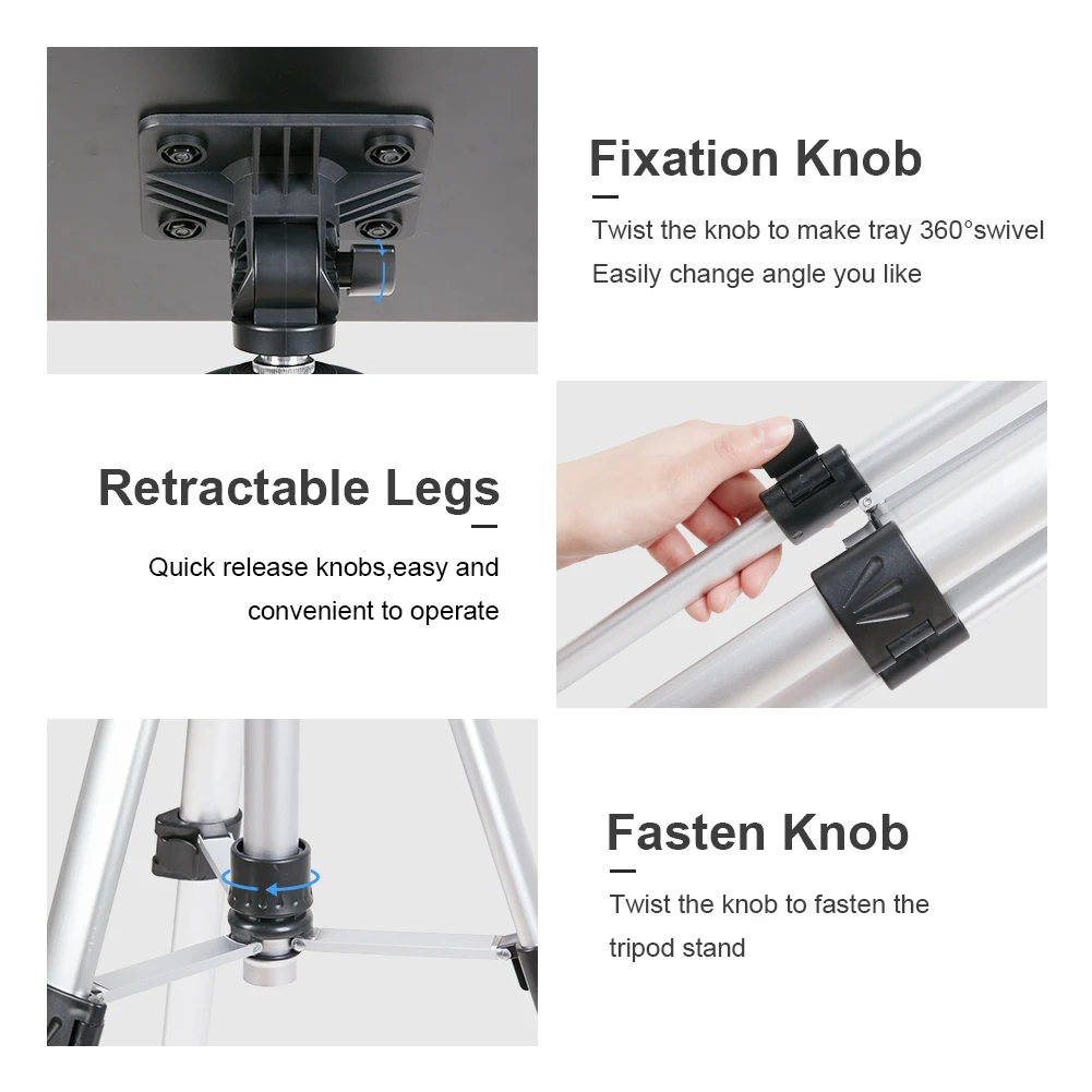 Tripod Projector Stand Foldable Laptop Stand Aluminum Projector Tripod with Plate and Carrying Bag Height Adjustable