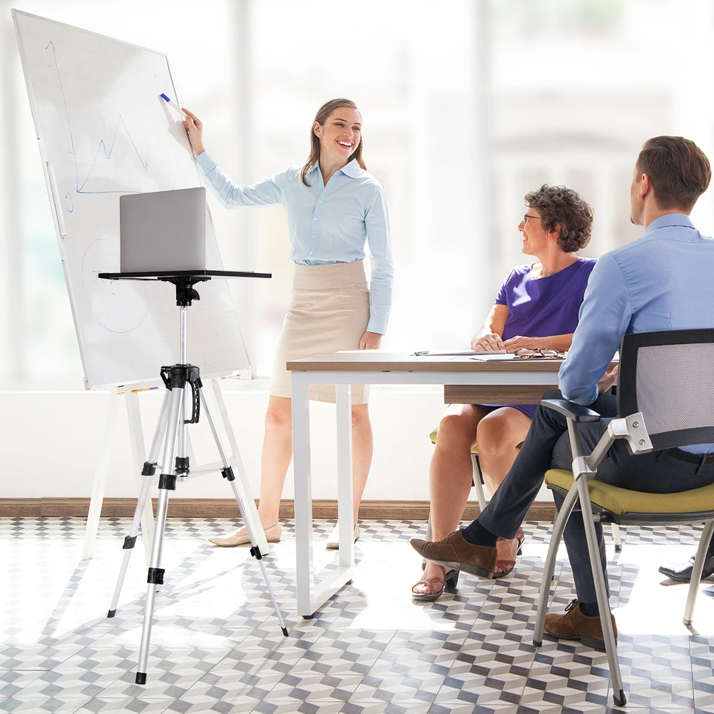 Tripod Projector Stand Foldable Laptop Stand Aluminum Projector Tripod with Plate and Carrying Bag Height Adjustable