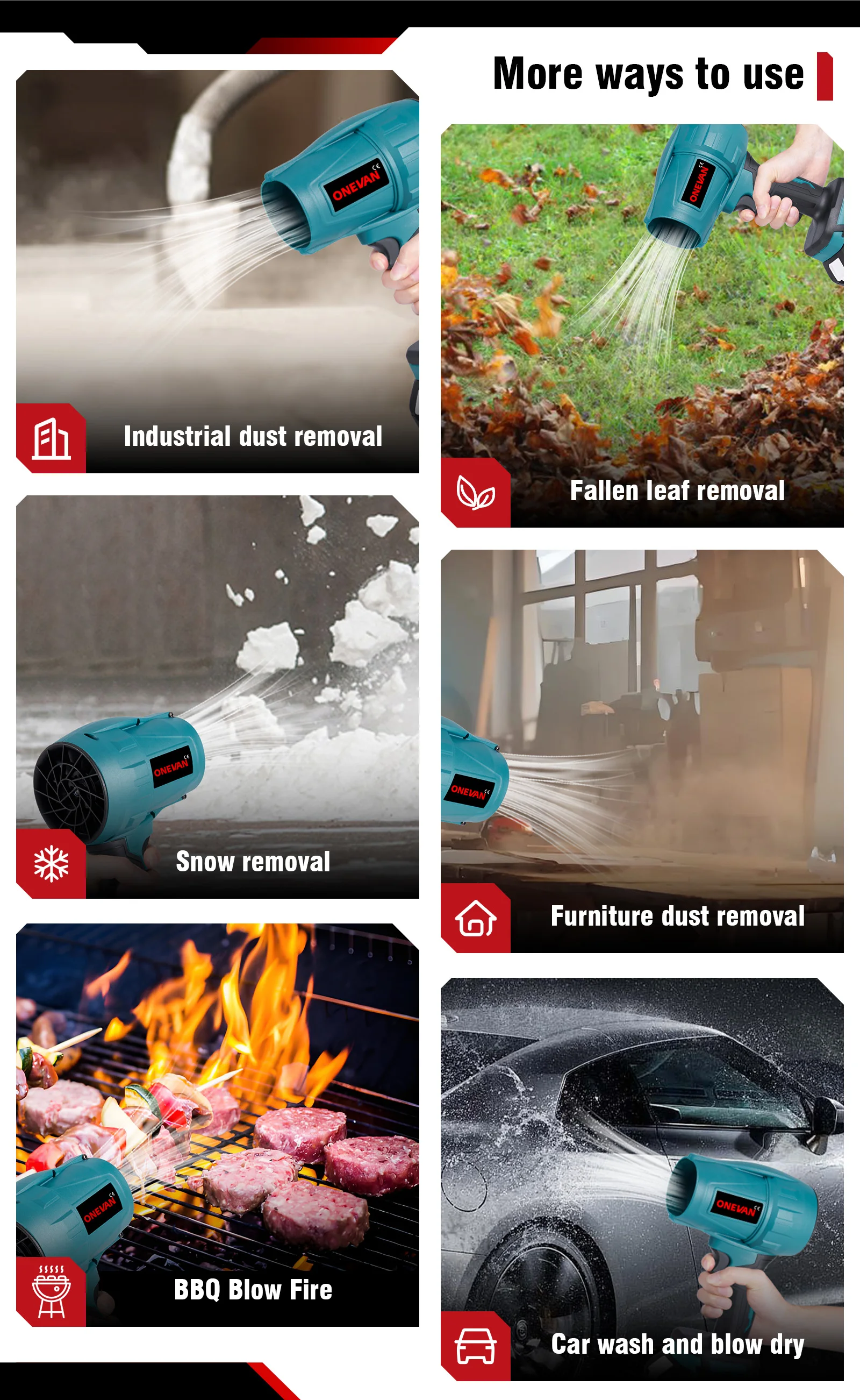 Brushless 3500W Electric Turbo Blower 350M/S Violent Car Dryer Handheld Dust Jet Fan Snow Clean Tool For Makita 18V Battery Pin
