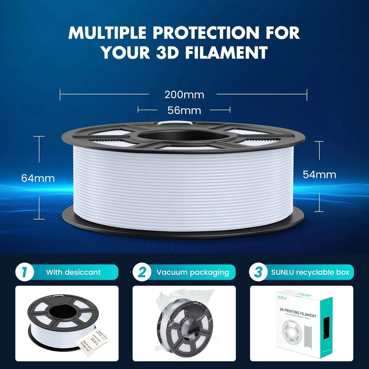 SUNLU 5KG High Speed PLA 3D Printer Filament 1.75mm Fast Printing Speed 600 mm/s Neatly Wound for FDM 3D Printing Materials