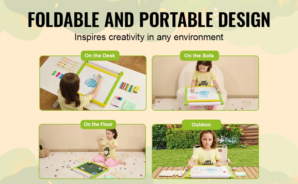SucceBuy Tabletop Children Magnetic Drawing Board 3-in-1 Double-Sided Kids Art Easel with Painting Accessories for Girls Toy