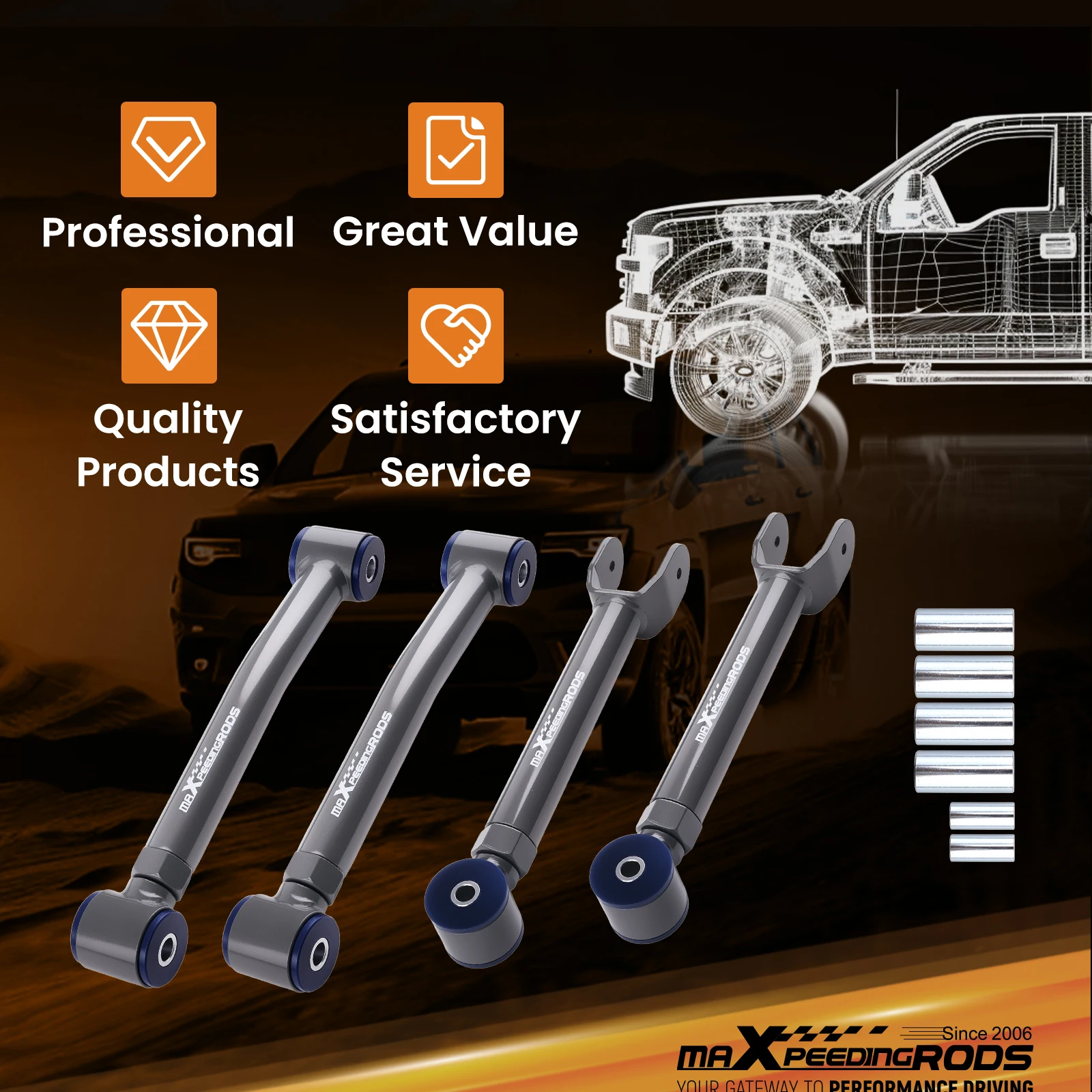 4x Front Upper Lower Adjustable Control Arms For Jeep Wrangler TJ 1997-2006 0-8"
