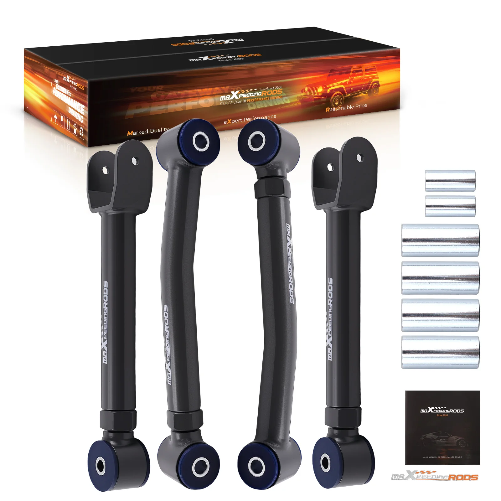 4x Front Upper Lower Adjustable Control Arms For Jeep Wrangler TJ 1997-2006 0-8"