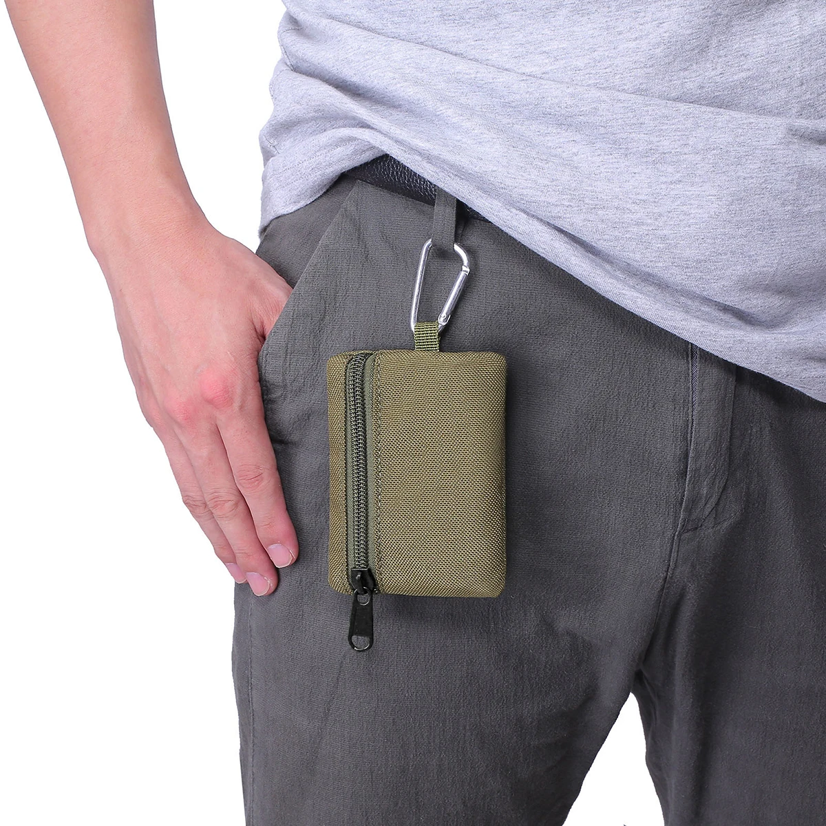 Mini Coin Purse Key Pouch, Casual Style Nylon Zipper Sports Storage Bag, Polyester Material, Small Hanging Card Holder