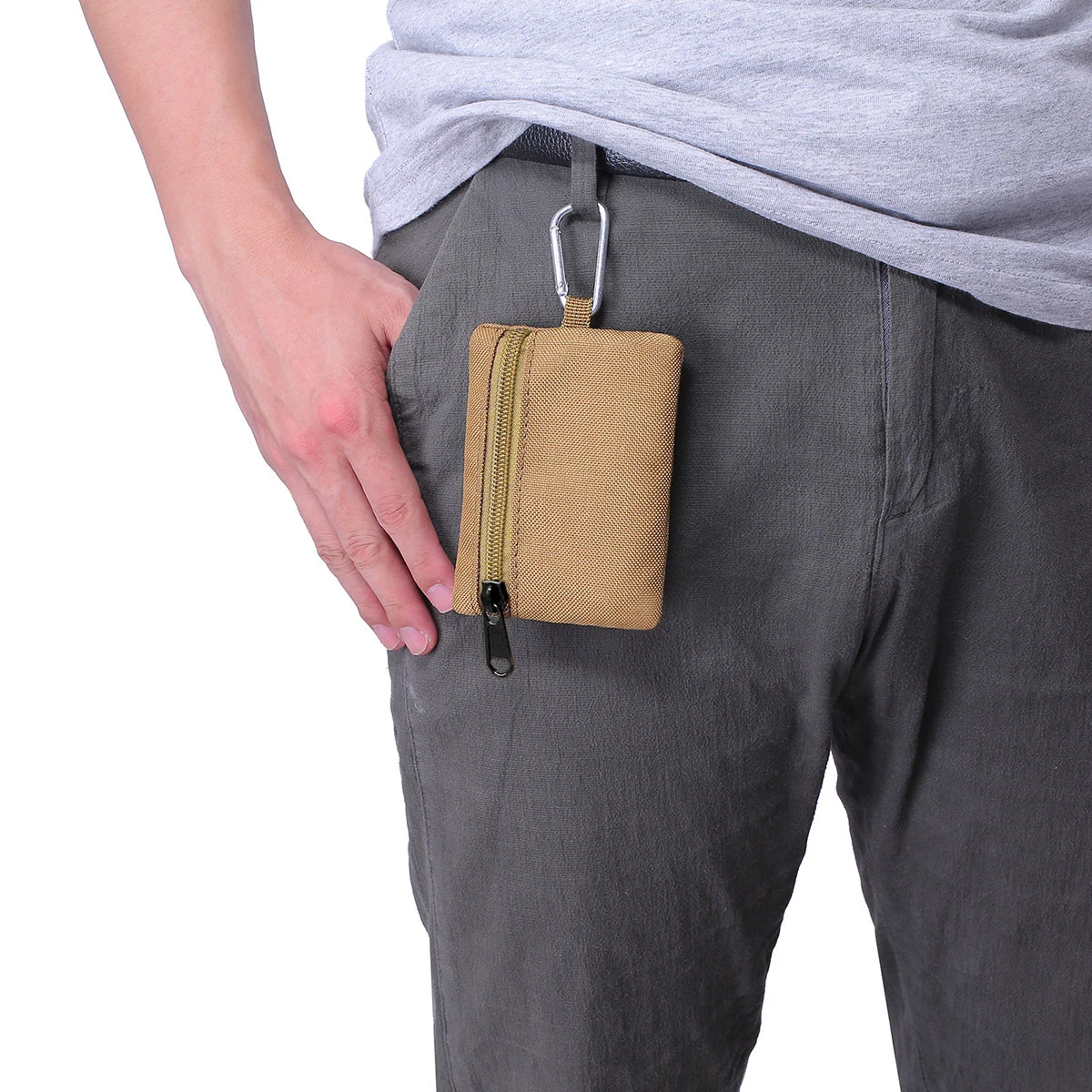 Mini Coin Purse Key Pouch, Casual Style Nylon Zipper Sports Storage Bag, Polyester Material, Small Hanging Card Holder