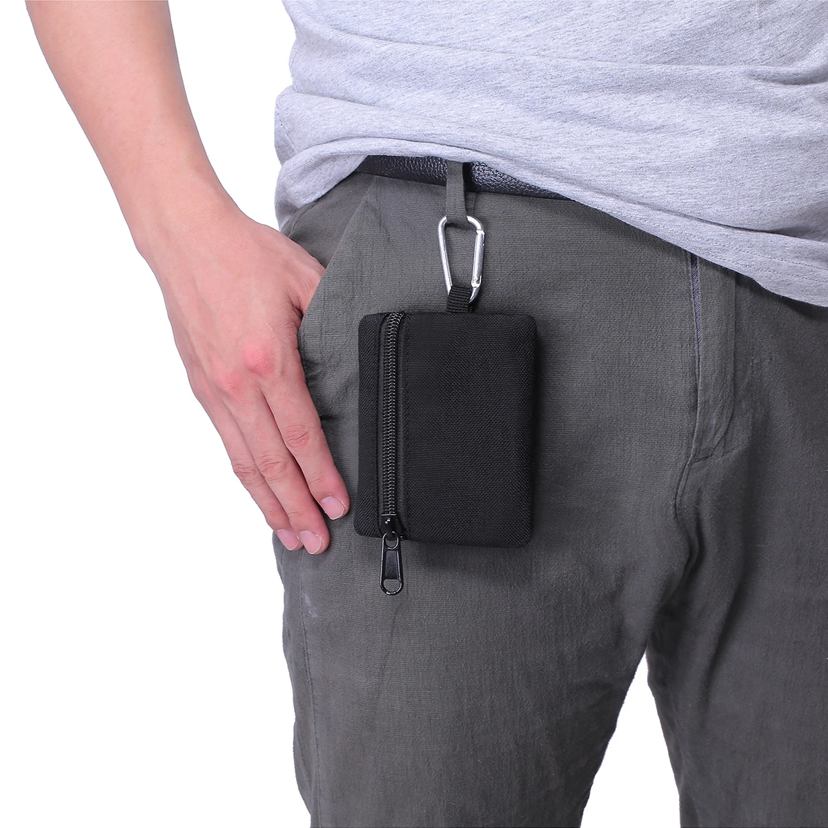 Mini Coin Purse Key Pouch, Casual Style Nylon Zipper Sports Storage Bag, Polyester Material, Small Hanging Card Holder