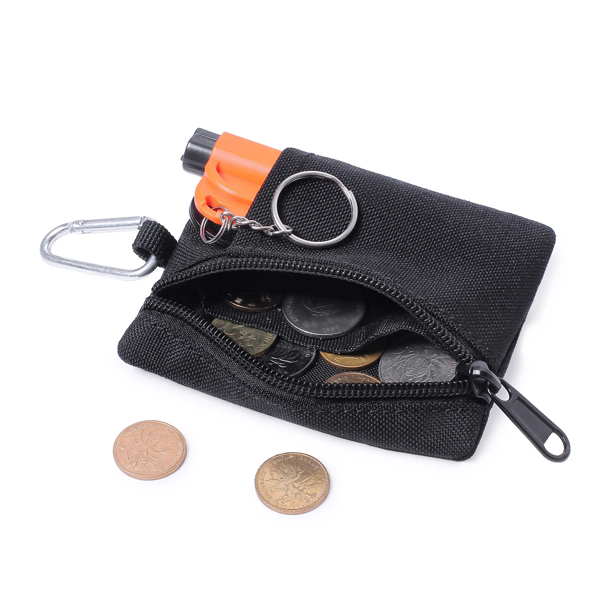 Mini Coin Purse Key Pouch, Casual Style Nylon Zipper Sports Storage Bag, Polyester Material, Small Hanging Card Holder