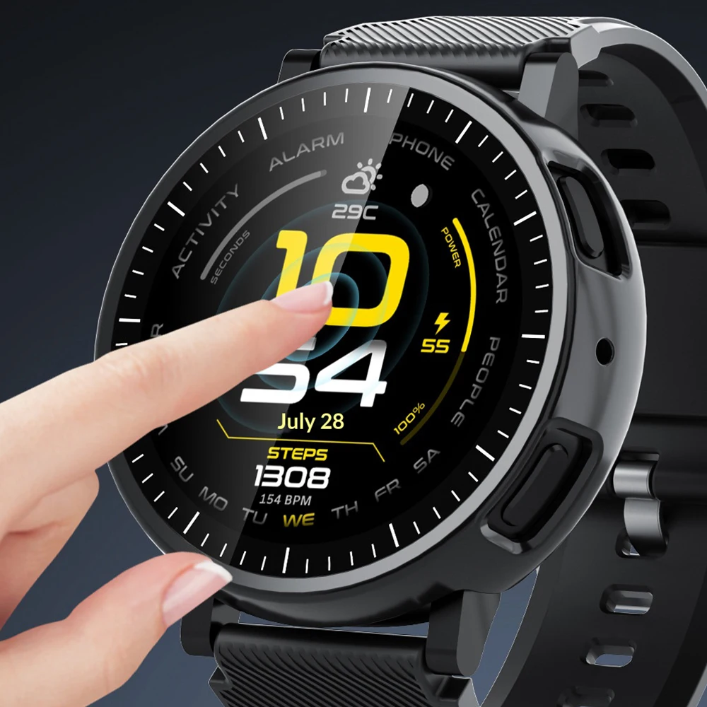 PC Case+Glass for Amazfit Active MAX Screen Protector Anti-scratch Film Bumper Protective Cover Amazfit Active MAX Accessories