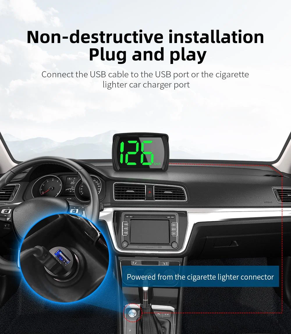 Y03 Universal Car HUD Head Up Display Digital Speedometer Big Font KMH Projector For Auto Electronic Speed Meter Accessory