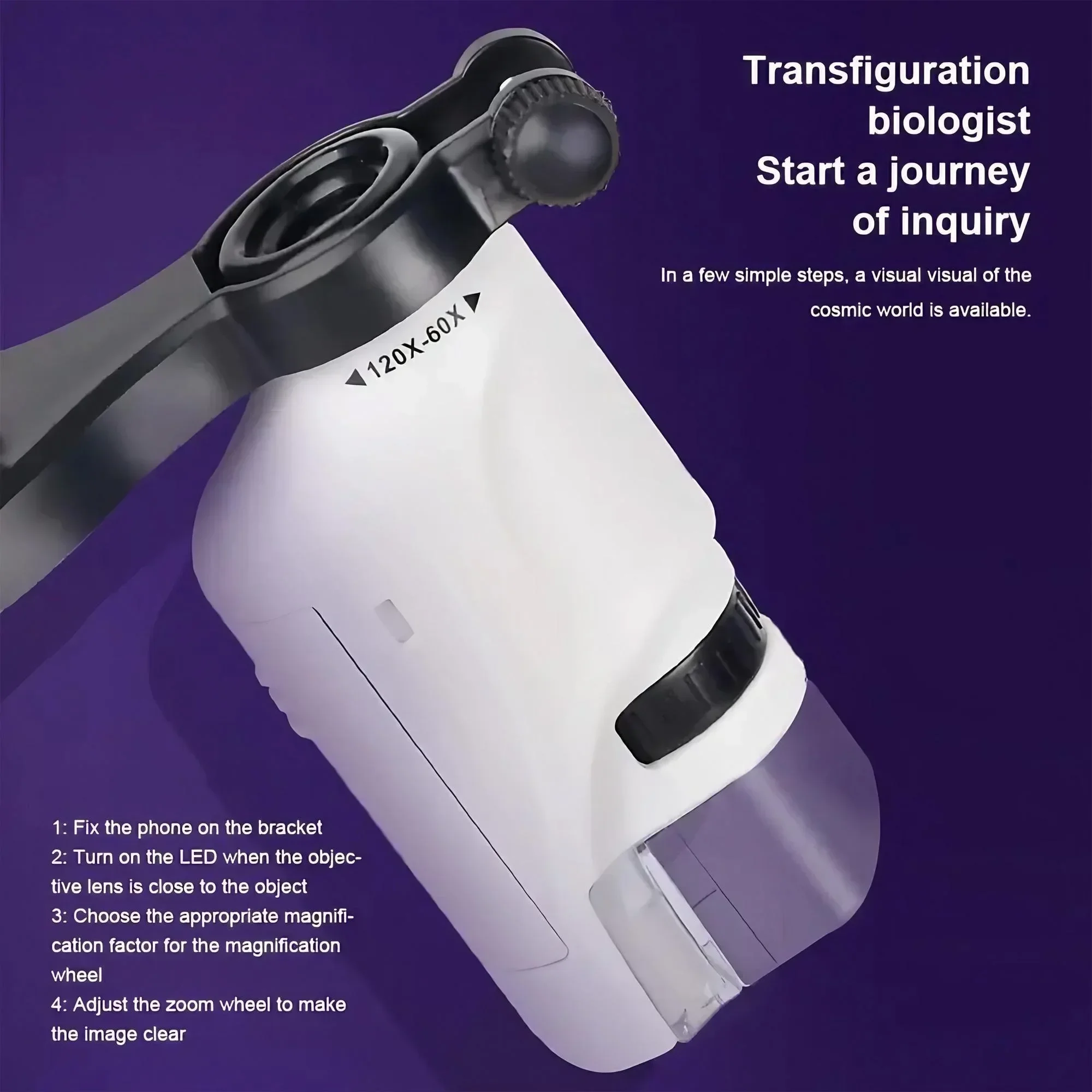 Portable Handheld Microscope 60X to 100X Magnification for Scientific Observation Perfect for Experiments and Field Research