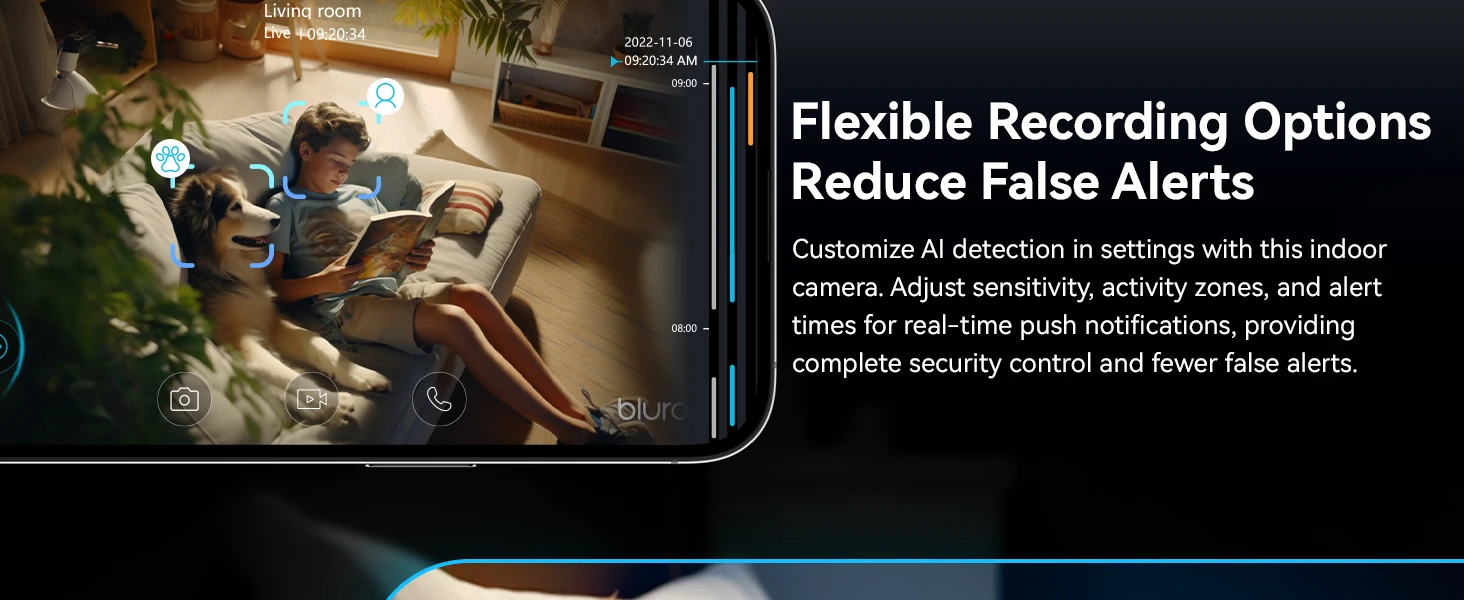 2K Indoor Camera for Home Security, 360° Pet Dog Camera with Phone App, 2-Way Talk, One-Touch Call, Night Vision, 2.4GHz