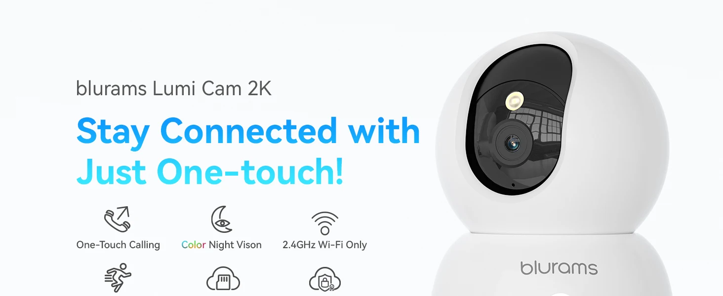 2K Indoor Camera for Home Security, 360° Pet Dog Camera with Phone App, 2-Way Talk, One-Touch Call, Night Vision, 2.4GHz