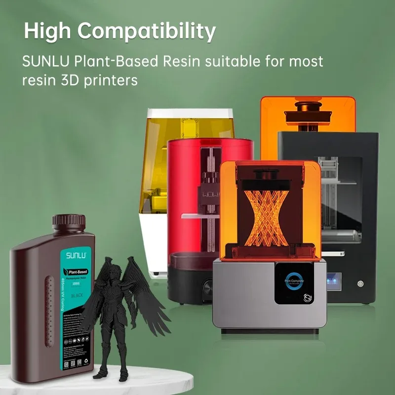 SUNLU 1KG Standard/Plant-Based Resin 395-405nm UV Photopolymer Resin Fast Curing 3D Resin for LCD DLP SLA Resin 3D Printers