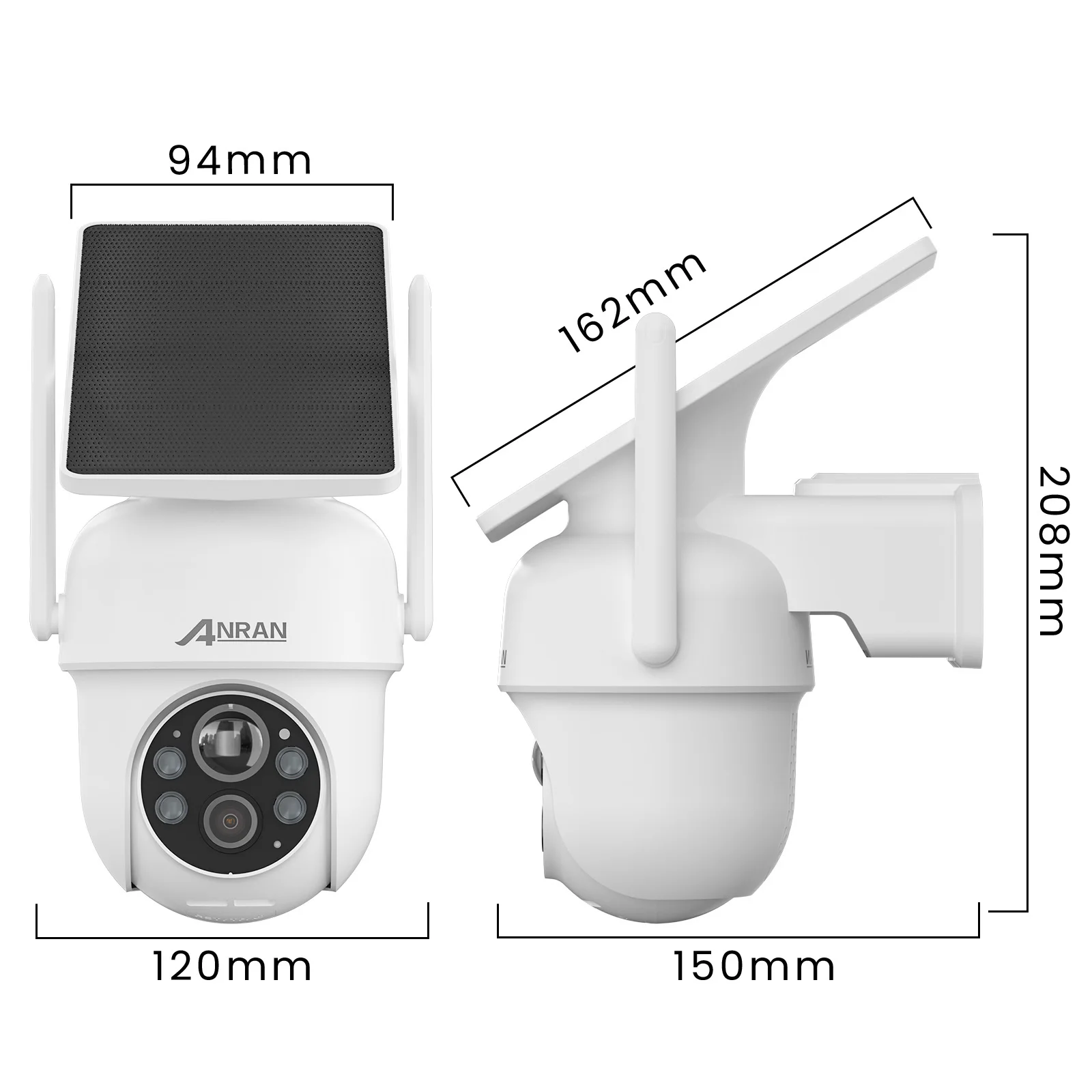 ANRAN Solar Camera 1/2pcs 3/5MP Outdoor 2.4G Wifi Security Camera Battery Cameras Home Surveillance Protection PIR Human Detect,Color Night Vision,IP66 Waterproof
