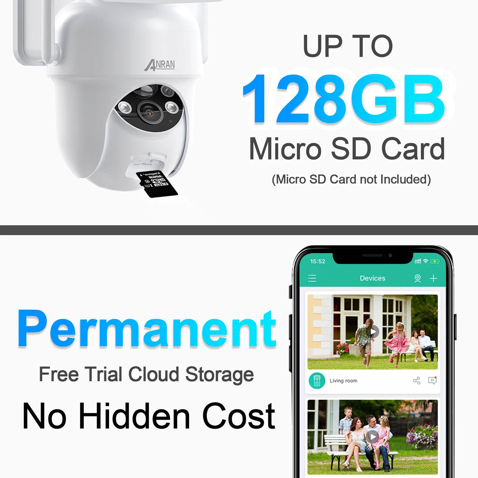 ANRAN Solar Camera 1/2pcs 3/5MP Outdoor 2.4G Wifi Security Camera Battery Cameras Home Surveillance Protection PIR Human Detect,Color Night Vision,IP66 Waterproof