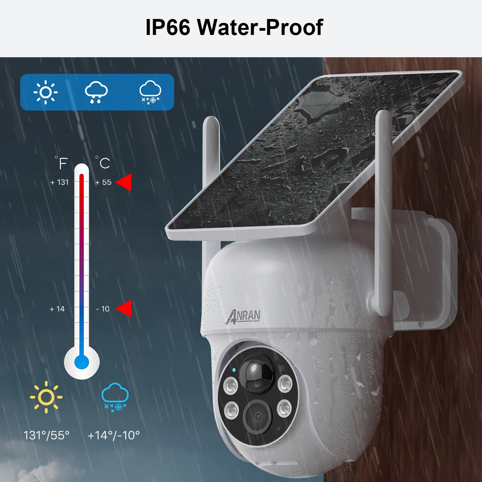 ANRAN Solar Camera 1/2pcs 3/5MP Outdoor 2.4G Wifi Security Camera Battery Cameras Home Surveillance Protection PIR Human Detect,Color Night Vision,IP66 Waterproof
