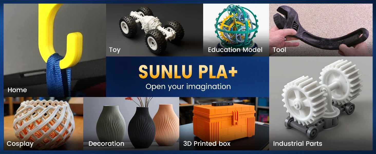 SUNLU 2KG PLA+2.0 3D Printer Filament Tougher and Stronger PLA Plus Filament 1000G/Roll 1.75mm 3D Filament Fits for FDM 3D Print