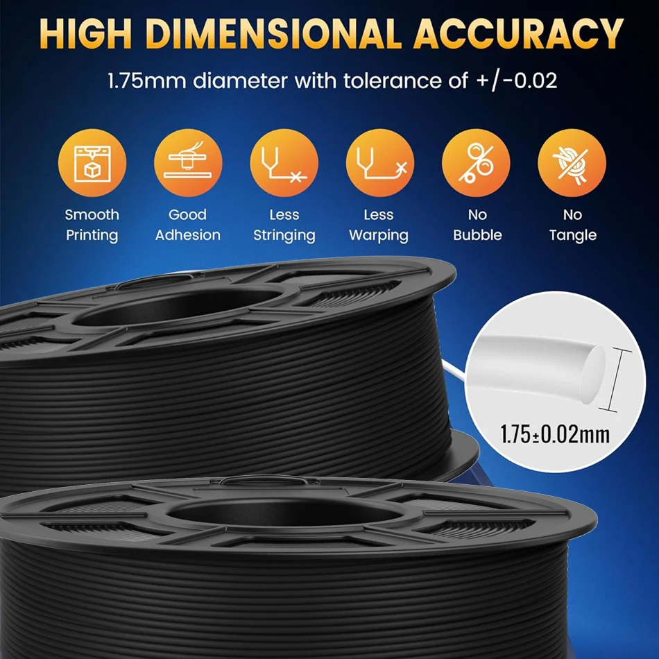 JAYO 3D Filament PLA + 2.0 10 Rolls Upgrade PLA plus 3D Printer Filament Neatly 3D Printing Material For FDM Multicolor