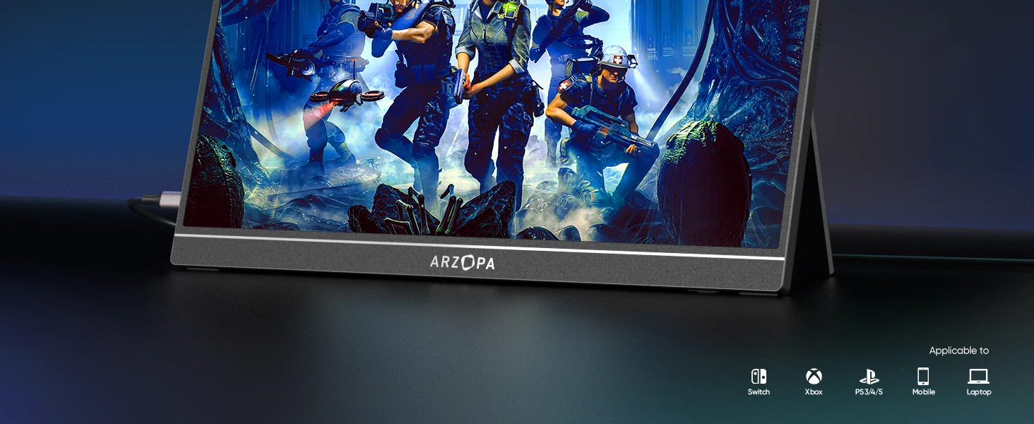 ARZOPA 16.1 inch 100% sRGB 144Hz Portable Monitor Gaming Laptop Display with Type C Mini HDMI For PS/Steam/Deck/Switch/PC/Mac