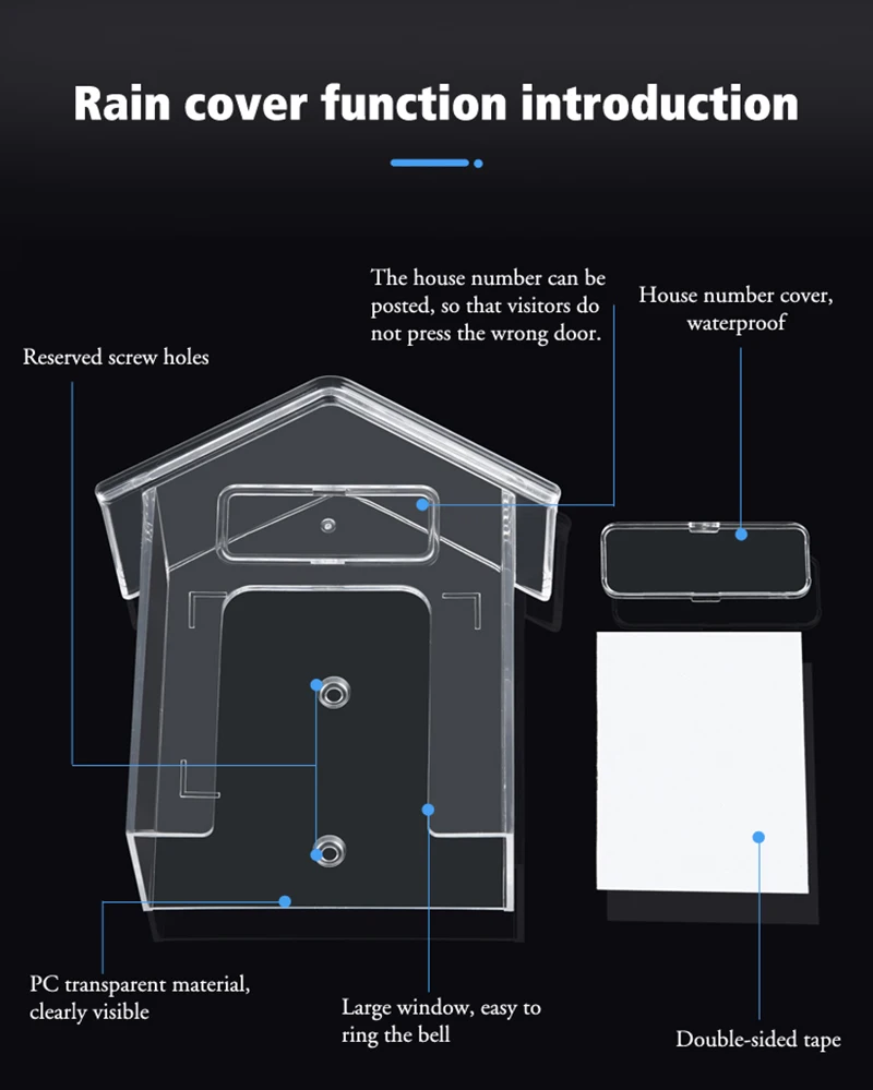 Smart Home Wireless Doorbell Rain Cover Waterproof Cover Doorbell Ring Chime Button Transparent Waterproof Home Waterproof Shell