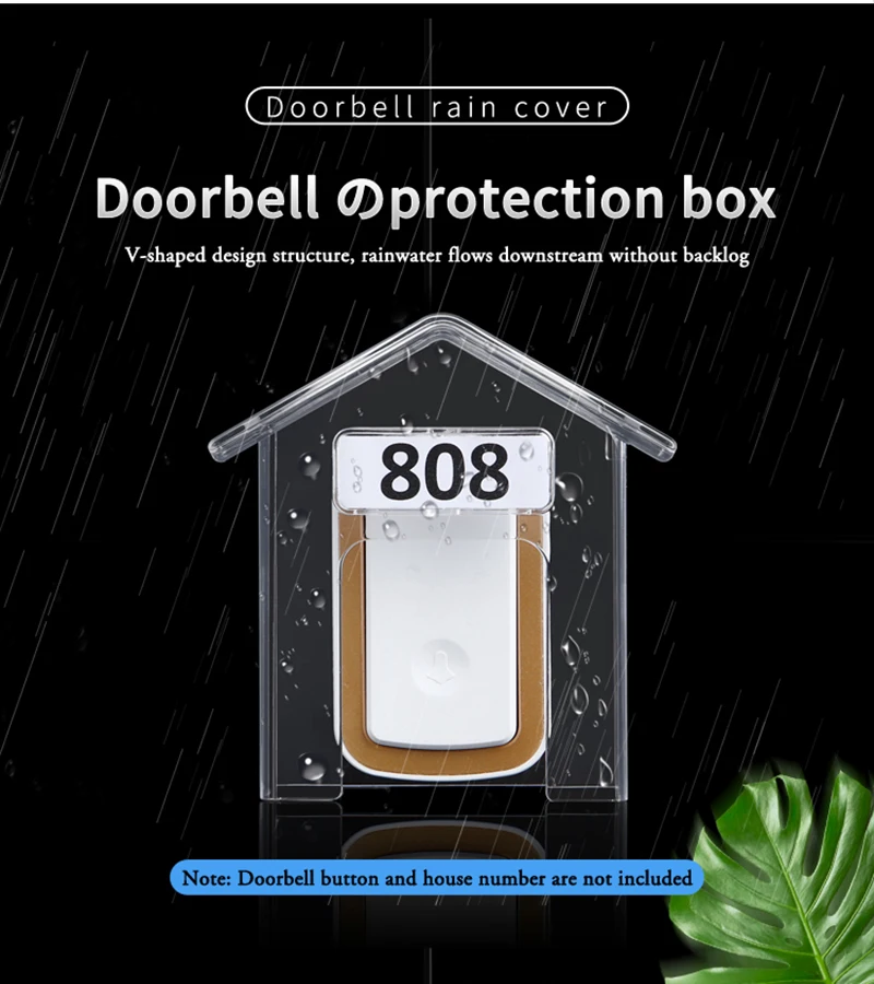 Smart Home Wireless Doorbell Rain Cover Waterproof Cover Doorbell Ring Chime Button Transparent Waterproof Home Waterproof Shell