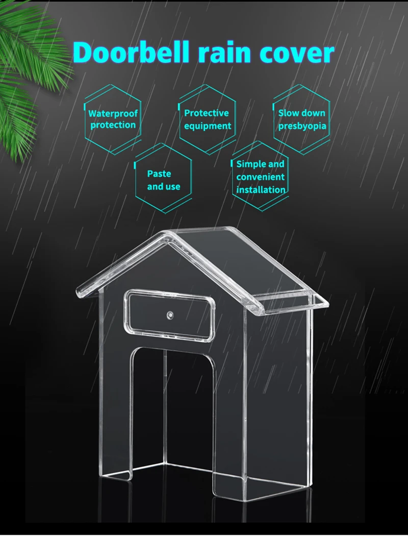 Smart Home Wireless Doorbell Rain Cover Waterproof Cover Doorbell Ring Chime Button Transparent Waterproof Home Waterproof Shell