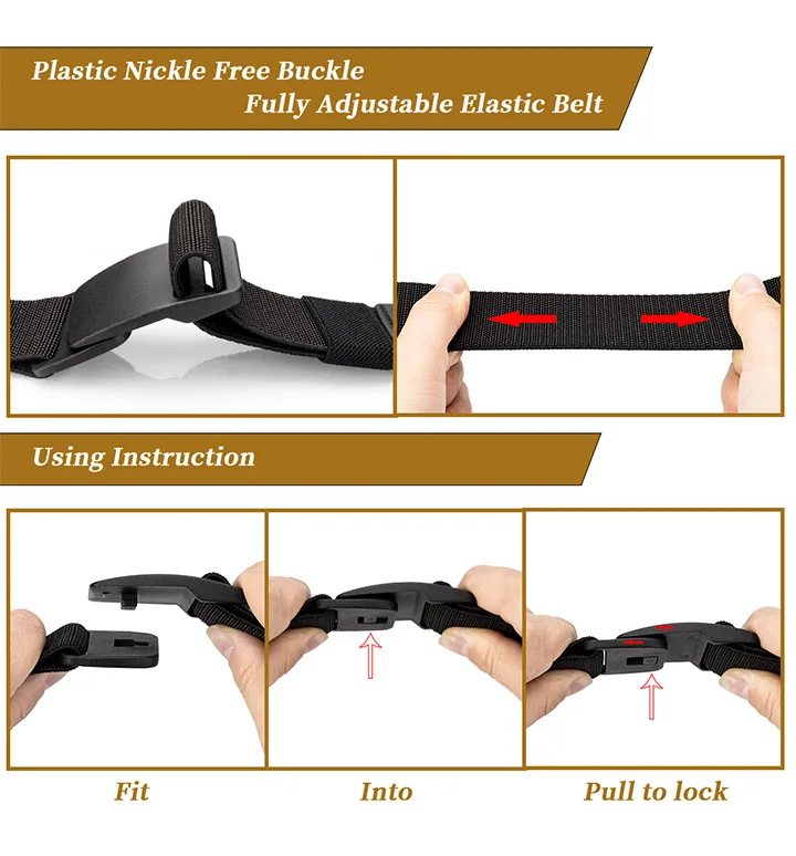 Maikun Large Size Fabric Men's Belt Work No Hole Nylon Webbing Plastic Buckle Belt Military Nylon Blend Web Belt