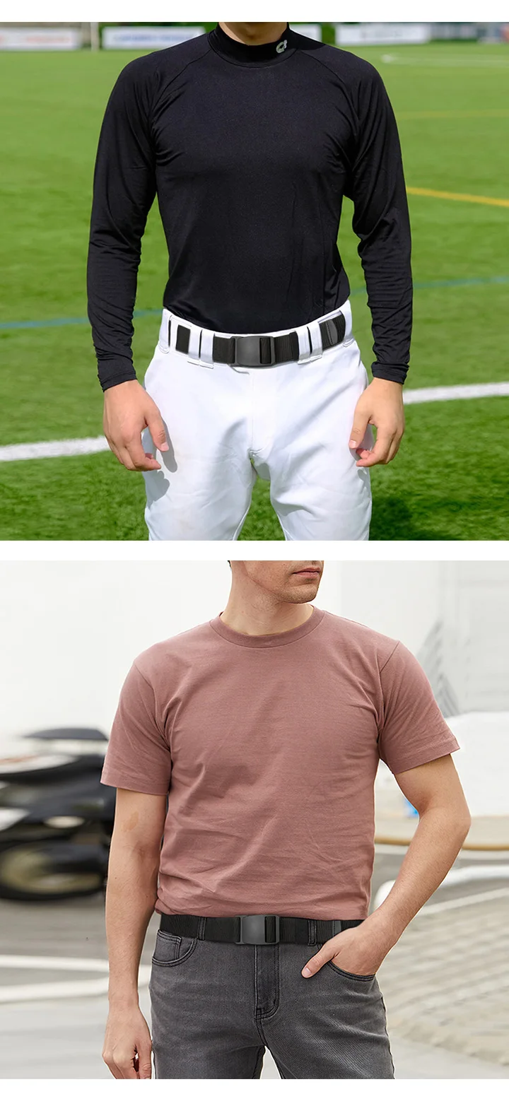 Maikun Large Size Fabric Men's Belt Work No Hole Nylon Webbing Plastic Buckle Belt Military Nylon Blend Web Belt
