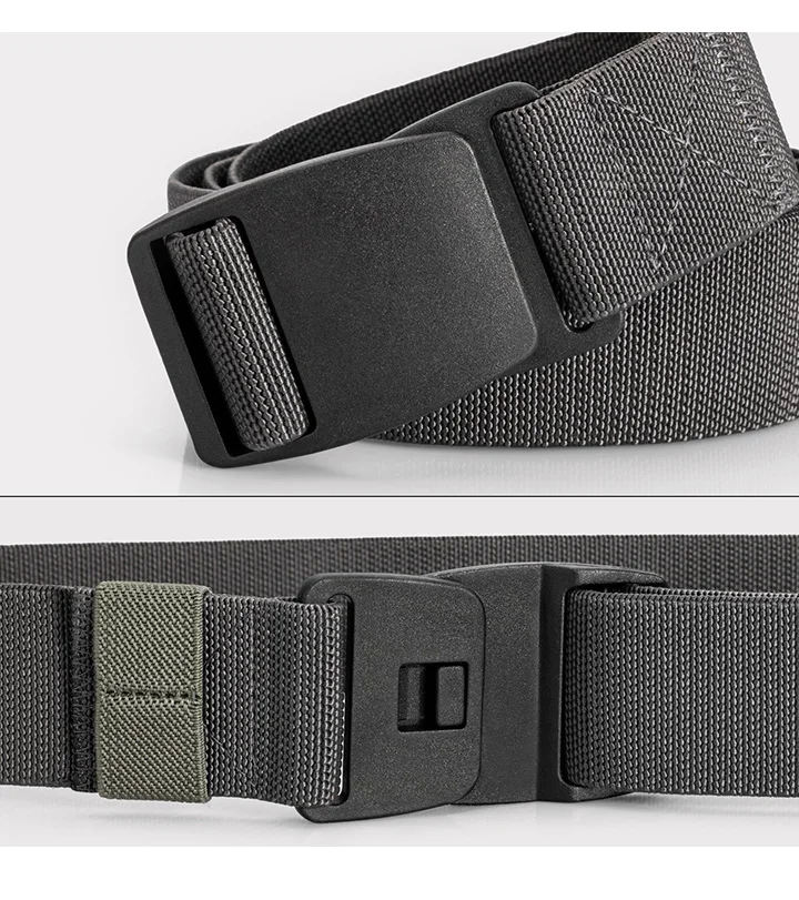 Maikun Large Size Fabric Men's Belt Work No Hole Nylon Webbing Plastic Buckle Belt Military Nylon Blend Web Belt