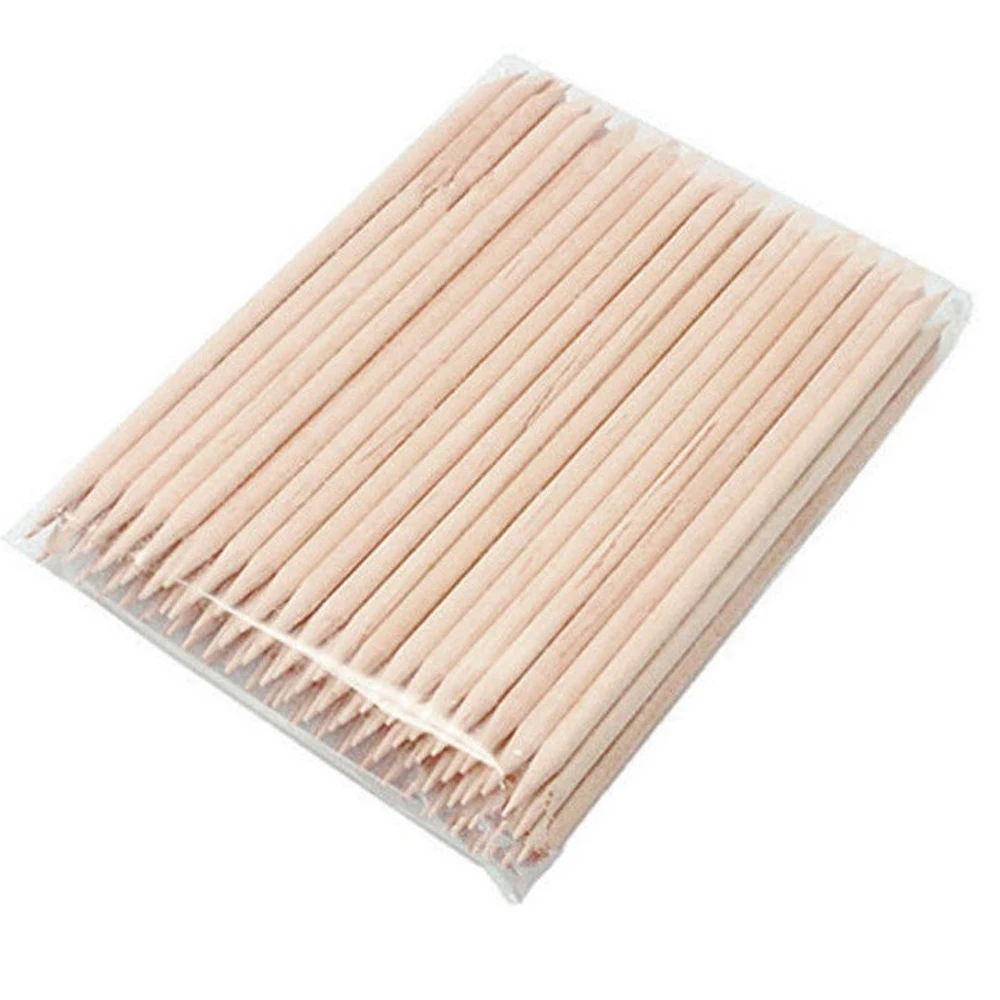 500/100Pcs Orange Wood Sticks for Nails BULK Double Sided Cuticle Pusher Remover Nail Art Manicure Pedicure Tool for Manicure Pe