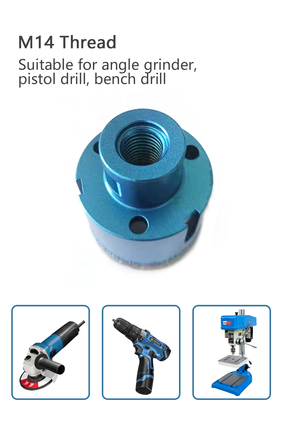 5 Pcs Dry Drill M14 Thread Brazing Hole Saw Set Porcelain Tiles Crowns Granite Marble Vitrified Tile Drill Bits Tools